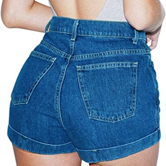 American Apparel Denim High Waist Cuff Shorts - Picture 9 of 9